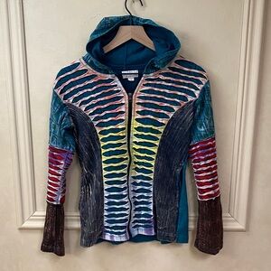 The Collection Royal Full Zip Bohemian Hippie Style Hooded Jacket